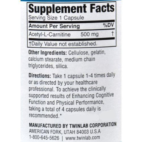 Twinlab Acetyl L-Carnitine - 500 mg - 30 Capsules