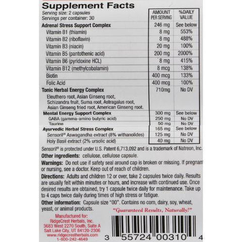 RidgeCrest Herbals Adrenal Fatigue Fighter - 60 Vegetarian Capsules