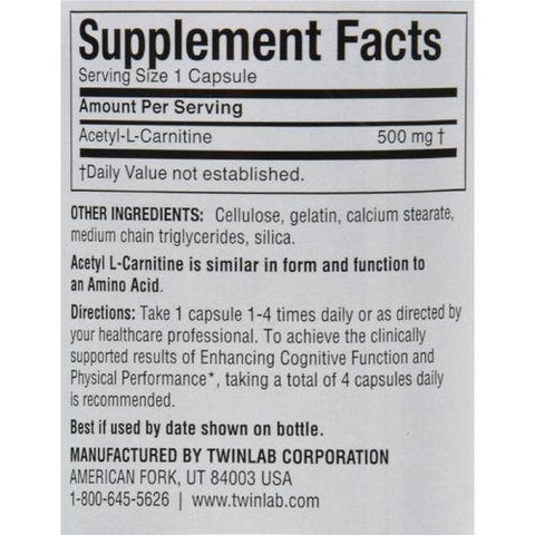 Twinlab Acetyl L-Carnitine - 500 mg - 120 Capsules