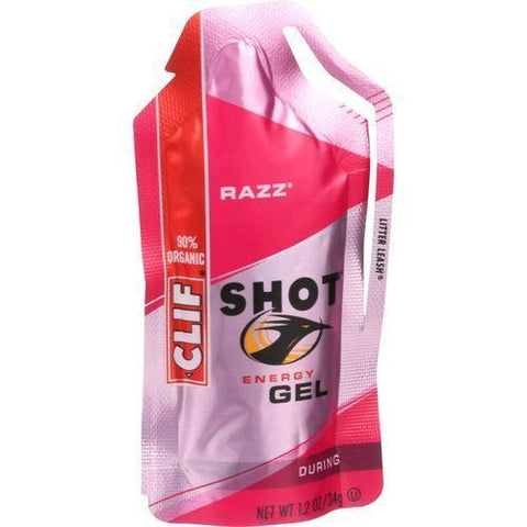 Clif Bar Organic Clif Shot Energy Gel - Razz - Case of 24 - 1.2 oz Pouches