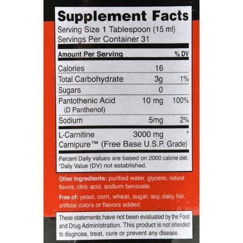 Bricker Labs Carnipure L-Carnitine Raspberry - 3000 mg - 16 fl oz