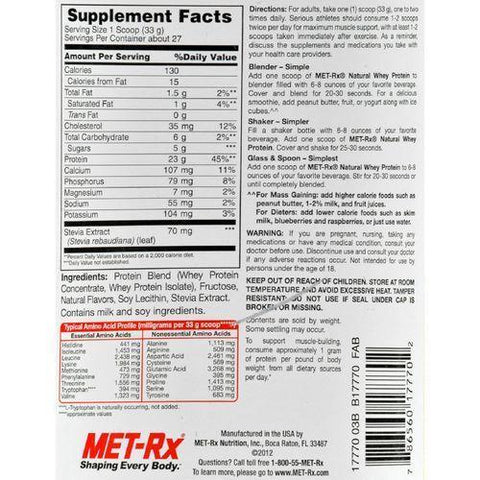 Met-Rx Instantized Natural Whey Protein Vanilla - 2 lbs