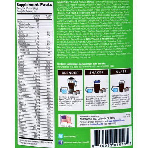 Nutrition53 Lean1 Nature's Performance Shake - Chocolate - 2 lbs