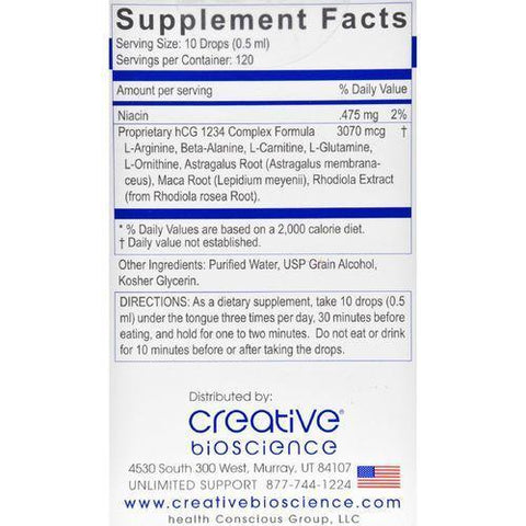 Creative Bioscience hCG 1234 - Oral Diet Drops - 2 oz