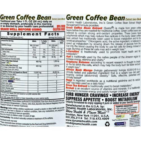 Dynamic Health Green Coffee Bean Extract Juice Blend - 800 mg - 30 fl oz