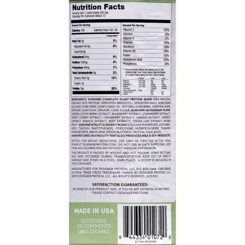 Sunshine Protein Shake Mix - Plant-Based - Vanilla - 12 oz