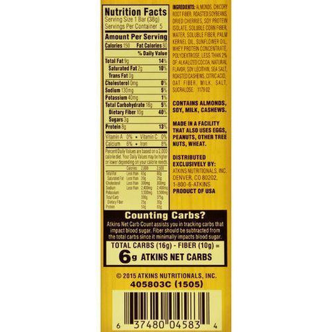 Atkins Harvest Trail Bar - Dark Chocolate Cherry and Nuts - 1.3 oz - 5 Count