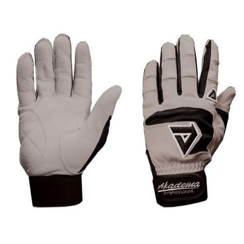 Adult Gray Batting Gloves (Black) (Medium)