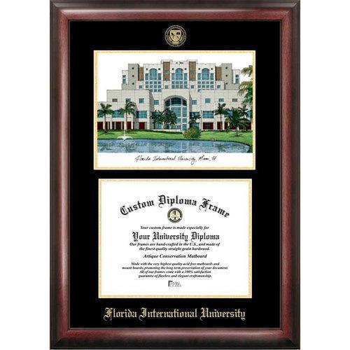 Florida International University Gold Embossed Diploma Frame with Limited Edition Lithograph