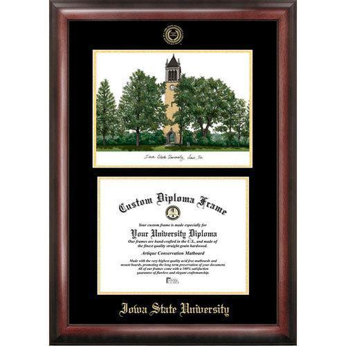 Iowa State University Gold Embossed Diploma Frame with Limited Edition Lithograph