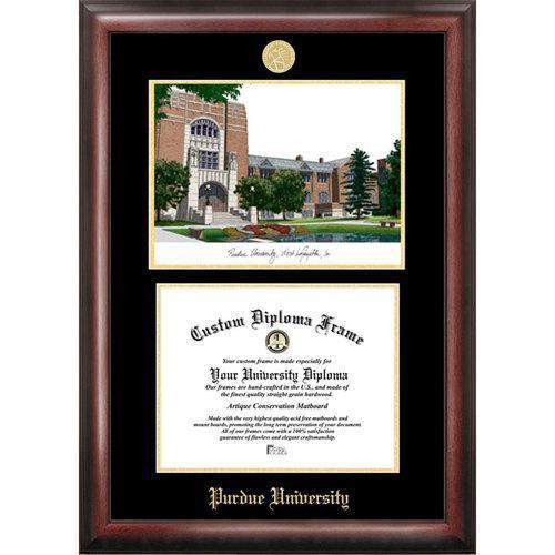 Purdue University Gold Embossed Diploma Frame with Limited Edition Lithograph