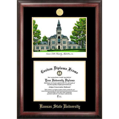 Kansas State University Gold Embossed Diploma Frame with Limited Edition Lithograph