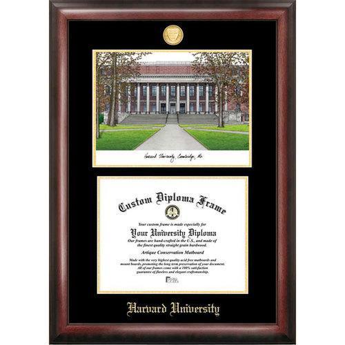 Harvard University Gold Embossed Diploma Frame with Limited Edition Lithograph