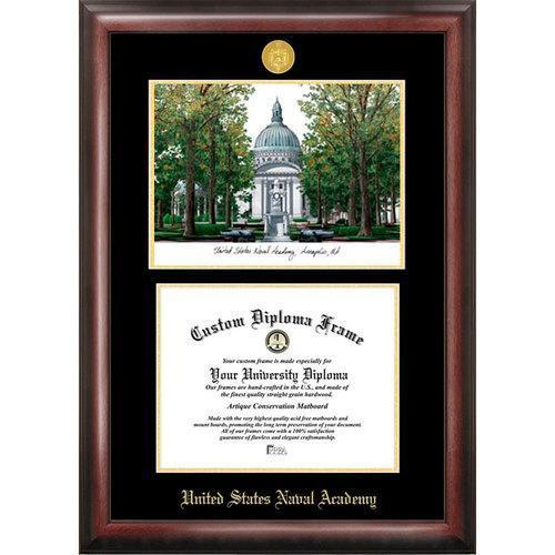 U.S. Naval Academy Gold Embossed Diploma Frame with Limited Edition Lithograph