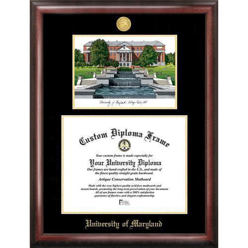 University of Maryland, College Park Gold Embossed Diploma Frame with Limited Edition Lithograph