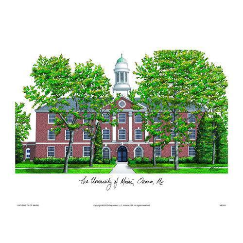 Maine University Campus Images Lithograph Print