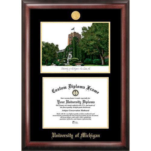 University of Michigan Gold Embossed Diploma Frame with Limited Edition Lithograph