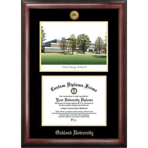 Oakland University Gold Embossed Diploma Frame with Limited Edition Lithograph