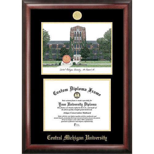 Central Michigan University Gold Embossed Diploma Frame with Limited Edition Lithograph