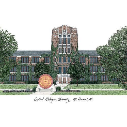 Central Michigan University Campus Images Lithograph Print