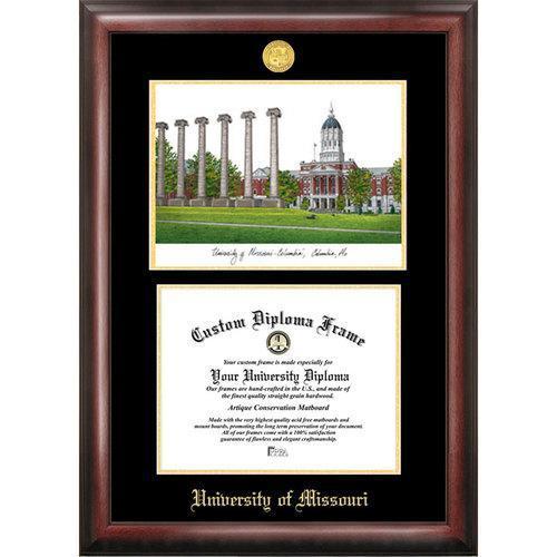 University of Missouri, Columbia Gold Embossed Diploma Frame with Limited Edition Lithograph