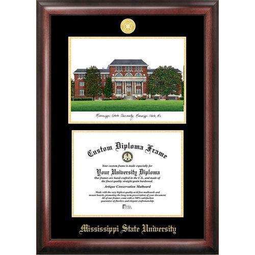 Mississippi State University Gold Embossed Diploma Frame with Limited Edition Lithograph