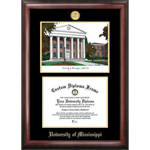 University of Mississippi Gold Embossed Diploma Frame with Limited Edition Lithograph