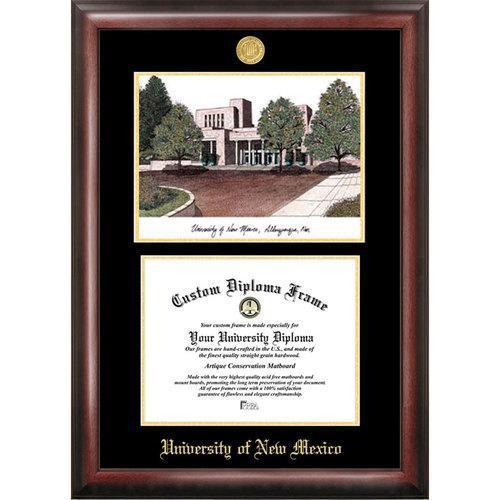 University of New Mexico Gold Embossed Diploma Frame with Limited Edition Lithograph