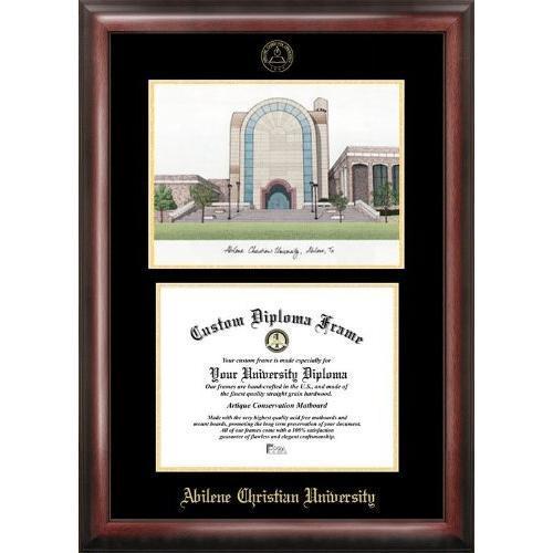 Abilene Christian University Wildcats Gold embossed diploma frame with Campus...