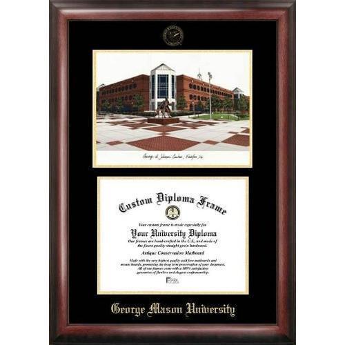 George Mason University Gold embossed diploma frame with Campus Images lithog...