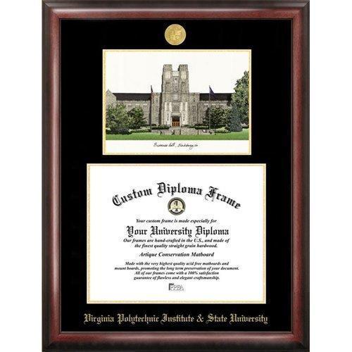 Virginia Polytechnic Ins &amp; St University Gold Embossed Diploma Frame with Lim...