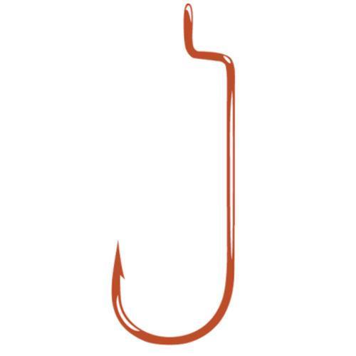 Gamakatsu 1/0 Worm Hook Red Round Bend Offset Shank 6 Pack