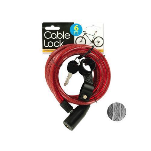 Self Coiling Bicycle Cable Lock with Two Keys ( Case of 16 )