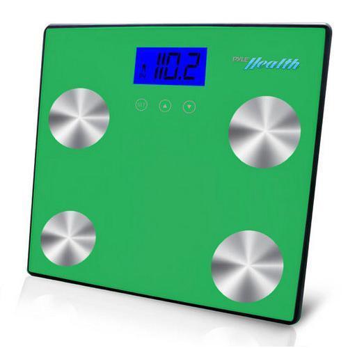 Bluetooth Digital Weight and Personal Health Scale with Wireless iPhone, Android, Smartphone Data Transfer and Pyle Health App Fitness Tracker (Green)