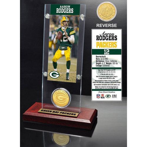 Aaron Rodgers Ticket &amp; Bronze Coin Acrylic Desk Top