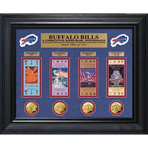 Buffalo Bills 4 Consecutive Super Bowl Appearances Deluxe Ticket &amp; Game Coin Collection