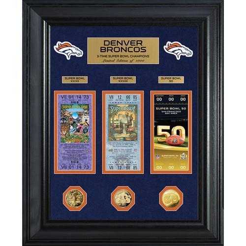 Denver Broncos 3-Time Super Bowl Champions Deluxe Gold Coin &amp; Commemorative Collection