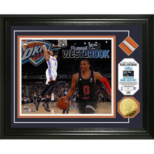 Russell Westbrook 2015 All-Star Game Used Net Gold Coin Photo Mint