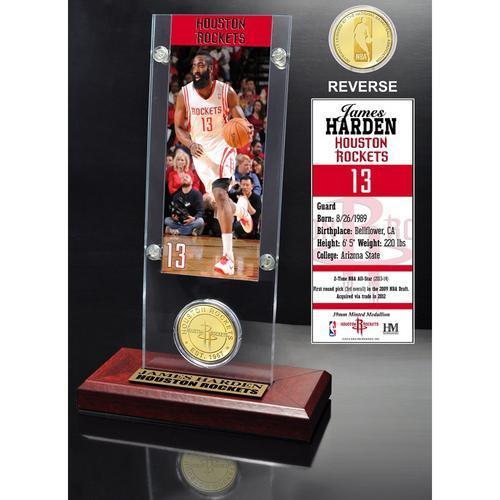 James Harden Ticket &amp; Bronze Coin Acrylic Desk Top