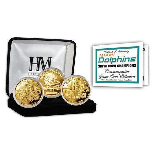 Miami Dolphins 2-time Super Bowl Champions Gold Game Coin Set