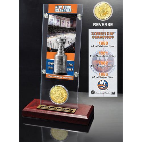 New York Islanders 5x Stanley Cup Champions Ticket and Bronze Coin Acrylic Display