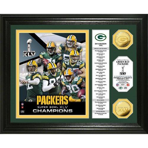 Super Bowl XLV Champions 24KT Gold Coin Banner Photo Mint