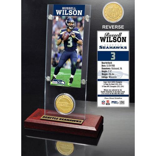 Russell Wilson Ticket &amp; Bronze Coin Acrylic Desk Top