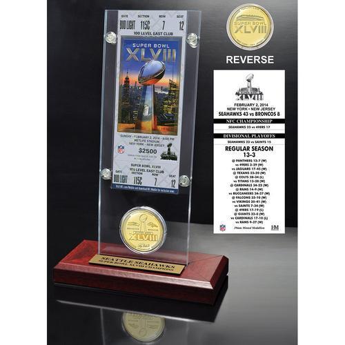 Seattle Seahawks Super Bowl 48 Champions Ticket &amp; Bronze Coin Desktop Acrylic