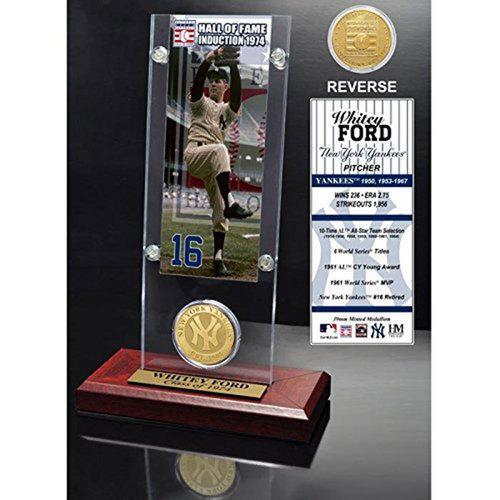 Whitey Ford Hall of Fame" Ticket &amp; Bronze Coin Acrylic Desk Top"