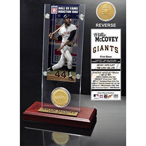 Willie McCovey Hall of Fame" Ticket &amp; Bronze Coin Acrylic Desk Top"